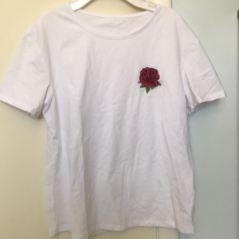 Shein White Rose Shirt